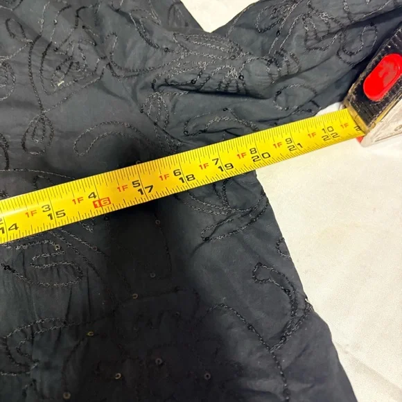 Lafayette 148 New York black sequin top with a button-down front and tie-wrap - Picture 7 of 9